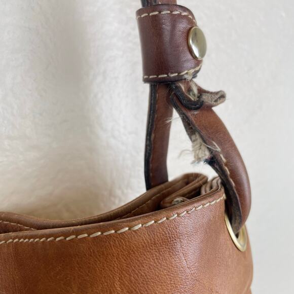 Vintage Francesco Biasia Genuine Leather Shoulder Bag Italy Slouchy Brown Boho - Picture 6 of 16